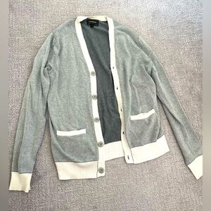 Men’s express small S gray white button up cardigan sweater